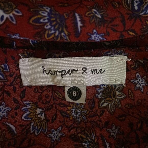 Harper & Me Sheer Floral Tie Front Kimono Top - Picture 4 of 4